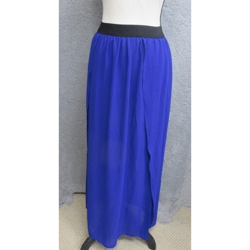 Tobi Maxi Skirt Women S Blue High Slit Flowy Boho Festival Party Night Out